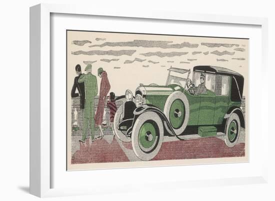 The Chauffeur of a Peugeot Waits While His Passengers Admire the View-Jean Grangier-Framed Art Print