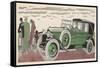 The Chauffeur of a Peugeot Waits While His Passengers Admire the View-Jean Grangier-Framed Stretched Canvas