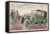 The Chauffeur of a Peugeot Waits While His Passengers Admire the View-Jean Grangier-Framed Stretched Canvas