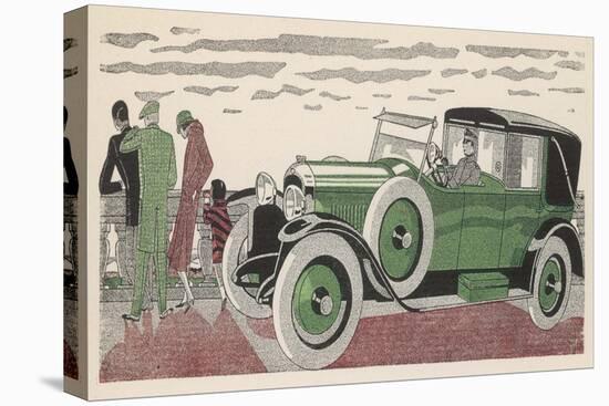 The Chauffeur of a Peugeot Waits While His Passengers Admire the View-Jean Grangier-Stretched Canvas
