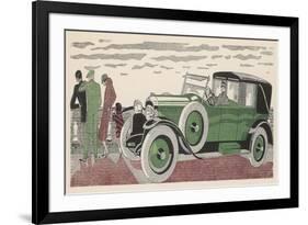 The Chauffeur of a Peugeot Waits While His Passengers Admire the View-Jean Grangier-Framed Premium Giclee Print