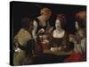 The Cheat with the Ace of Diamonds, about 1635-40-Georges de La Tour-Stretched Canvas