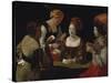 The Cheat with the Ace of Diamonds, about 1635-40-Georges de La Tour-Stretched Canvas