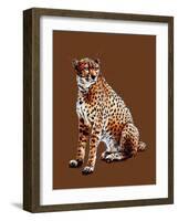 The Cheetah on Burnt Orange, 2020, (Pen and Ink)-Mike Davis-Framed Giclee Print