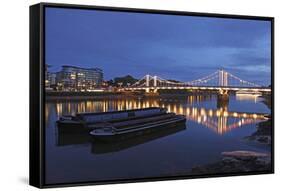 The Chelsea Bridge in London During Blue Hour, London, England-David Bank-Framed Stretched Canvas