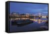 The Chelsea Bridge in London During Blue Hour, London, England-David Bank-Framed Stretched Canvas