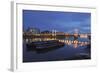 The Chelsea Bridge in London During Blue Hour, London, England-David Bank-Framed Photographic Print