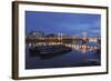 The Chelsea Bridge in London During Blue Hour, London, England-David Bank-Framed Photographic Print