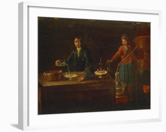 The Chemist's Laboratory, Painting, Italy, 18th Century-null-Framed Giclee Print