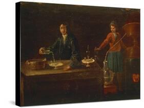 The Chemist's Laboratory, Painting, Italy, 18th Century-null-Stretched Canvas