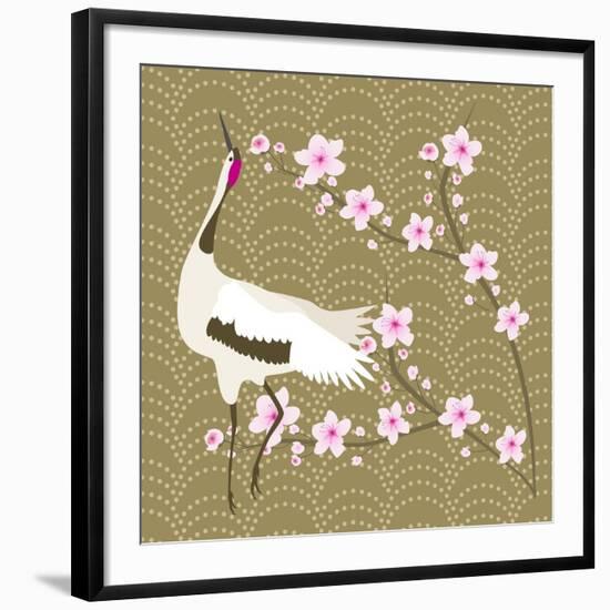 The Cherry Blossom And The Crane-Claire Huntley-Framed Giclee Print