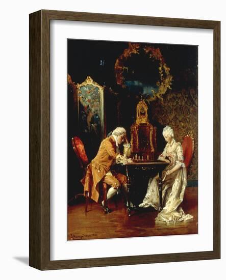 The Chess Game, 1881-Johann Hamza-Framed Giclee Print