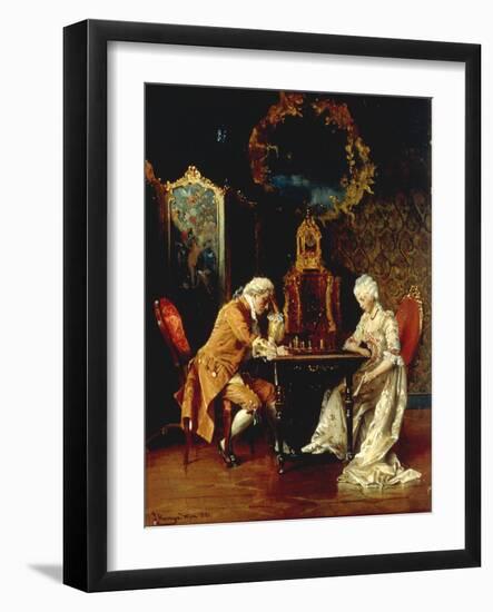 The Chess Game, 1881-Johann Hamza-Framed Giclee Print