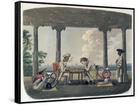 The Chess Match, Engraved by T. Rickards, 1804-Charles Emilius Gold-Framed Stretched Canvas