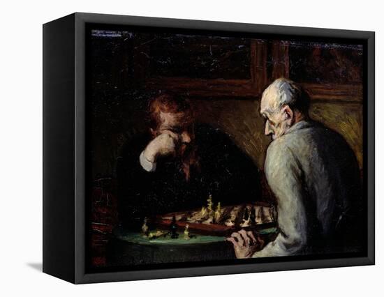 The Chess Players, circa 1863-67-Honore Daumier-Framed Stretched Canvas