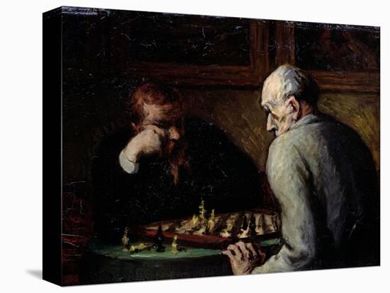 The Chess Players, circa 1863-67-Honore Daumier-Stretched Canvas