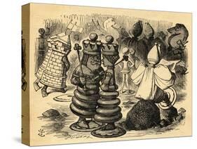 The Chess Players, Illustration from 'Through the Looking Glass' by Lewis Carroll (1832-98) First…-John Tenniel-Stretched Canvas