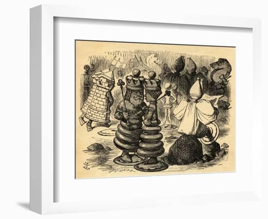 The Chess Players, Illustration from 'Through the Looking Glass' by Lewis Carroll (1832-98) First…-John Tenniel-Framed Giclee Print