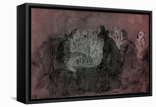 'The Chess Players'-Thomas Rowlandson-Framed Stretched Canvas