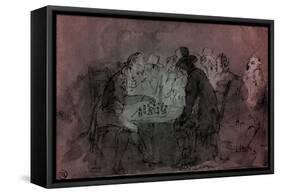 'The Chess Players'-Thomas Rowlandson-Framed Stretched Canvas