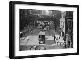 The Chicago Elevated Railroad at Franklin Street. July 1941-null-Framed Photo