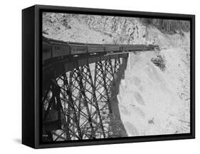 The Chicago, Milwaukee & Puget Sound Railway Columbian Crossing a Bridge, Circa 1913-Asahel Curtis-Framed Stretched Canvas