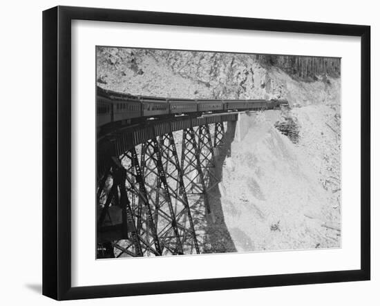 The Chicago, Milwaukee & Puget Sound Railway Columbian Crossing a Bridge, Circa 1913-Asahel Curtis-Framed Giclee Print