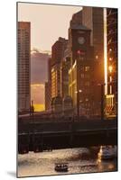 The Chicago River at Sunset.-Jon Hicks-Mounted Photographic Print