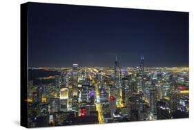 The Chicago Skyline from the John Hancock Center at Night-Jon Hicks-Stretched Canvas