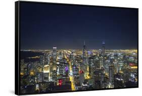 The Chicago Skyline from the John Hancock Center at Night-Jon Hicks-Framed Stretched Canvas