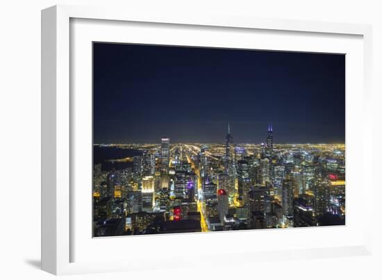 The Chicago Skyline from the John Hancock Center at Night-Jon Hicks-Framed Photographic Print