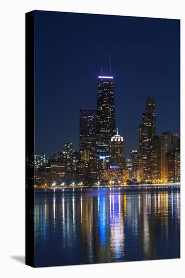 The Chicago Skyline over Lake Michigan at Dusk-Jon Hicks-Stretched Canvas