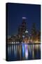 The Chicago Skyline over Lake Michigan at Dusk-Jon Hicks-Stretched Canvas