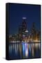 The Chicago Skyline over Lake Michigan at Dusk-Jon Hicks-Framed Stretched Canvas