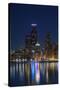 The Chicago Skyline over Lake Michigan at Dusk-Jon Hicks-Stretched Canvas