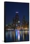 The Chicago Skyline over Lake Michigan at Dusk-Jon Hicks-Framed Stretched Canvas