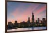 The Chicago Skyline over Lake Michigan at Dusk-Jon Hicks-Framed Photographic Print