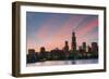 The Chicago Skyline over Lake Michigan at Dusk-Jon Hicks-Framed Photographic Print