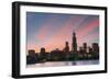 The Chicago Skyline over Lake Michigan at Dusk-Jon Hicks-Framed Photographic Print