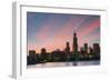 The Chicago Skyline over Lake Michigan at Dusk-Jon Hicks-Framed Photographic Print