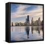 The Chicago Skyline over Lake Michigan-Jon Hicks-Framed Stretched Canvas