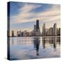 The Chicago Skyline over Lake Michigan-Jon Hicks-Stretched Canvas