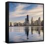 The Chicago Skyline over Lake Michigan-Jon Hicks-Framed Stretched Canvas