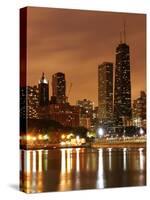 The Chicago Skyline Seen from the Navy Pier on a Rainy Day, USA-David Bank-Stretched Canvas