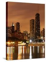 The Chicago Skyline Seen from the Navy Pier on a Rainy Day, USA-David Bank-Stretched Canvas