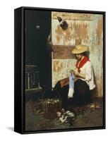 The Chicken Seller-Giacomo Favretto-Framed Stretched Canvas