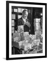 The Chief Cashier Counting Piles of Money-Walter Sanders-Framed Photographic Print