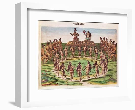 The Chief Receives His Bride, from 'Brevis Narratio..'-Jacques Le Moyne-Framed Giclee Print