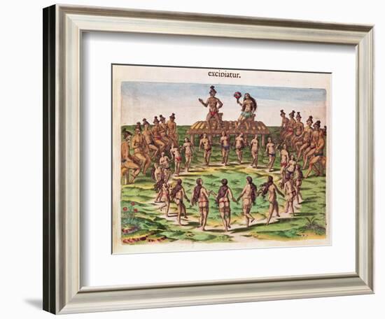 The Chief Receives His Bride, from 'Brevis Narratio..'-Jacques Le Moyne-Framed Giclee Print