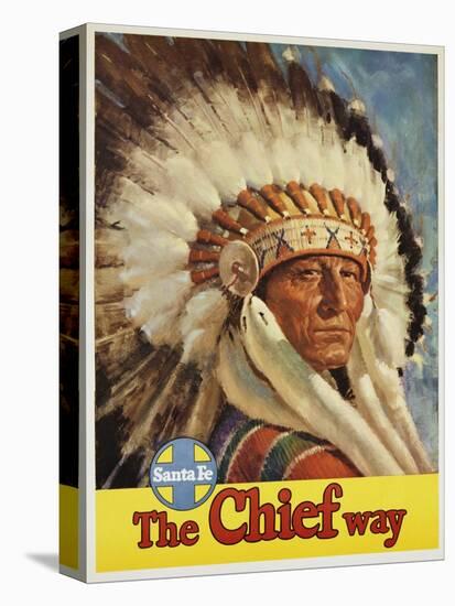 The Chief Way Santa Fe Railway Poster-null-Stretched Canvas